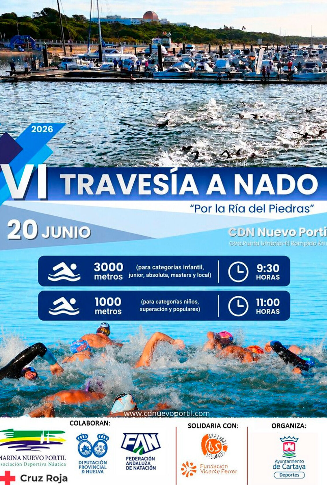 VI Travesía a nado Por la Ría del Piedras - Cartaya - 20 de junio de 2026